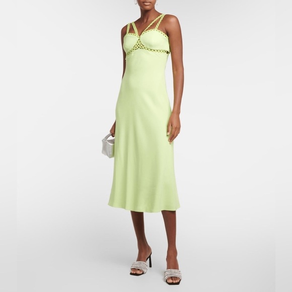 Jonathan Simkhai Sevilla Cady Midi Dress in Lime Green - Size 2 - Picture 1 of 7